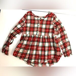 Girls Jumping Beans Red, White, Green Plaid Flannel Shirt Sz 5